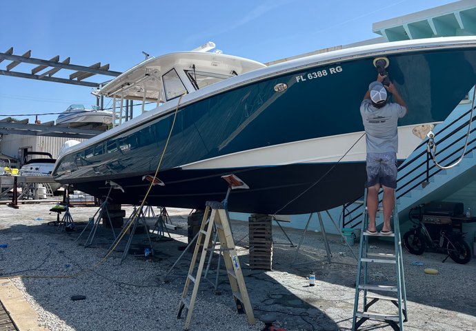 Boat being detialed