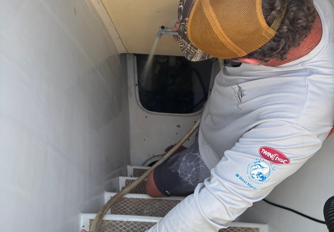 Washing boat interior